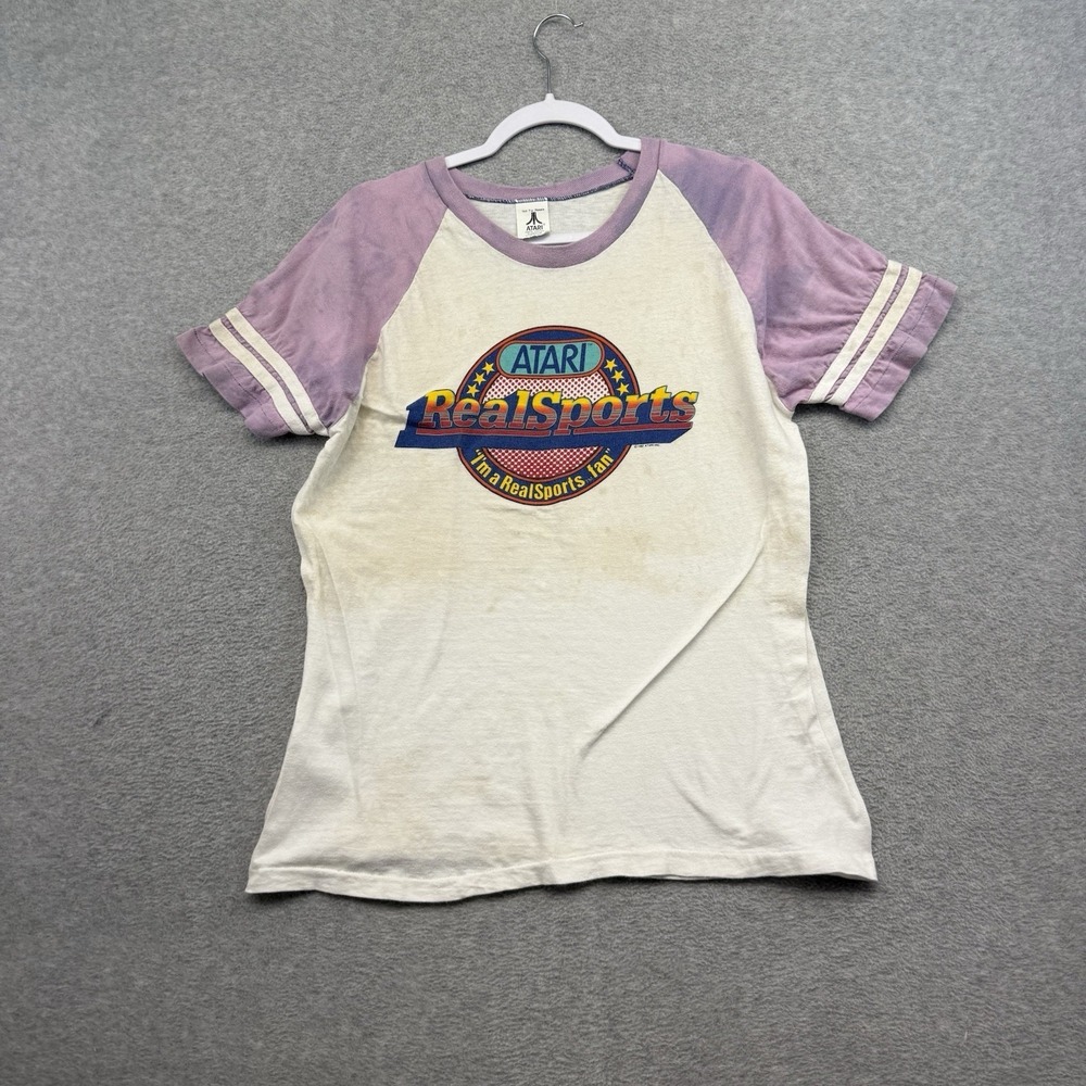 Vintage 80s Atari Gamer Gaming T Shirt Logo Video Game Tee Realsports 1982 Rare